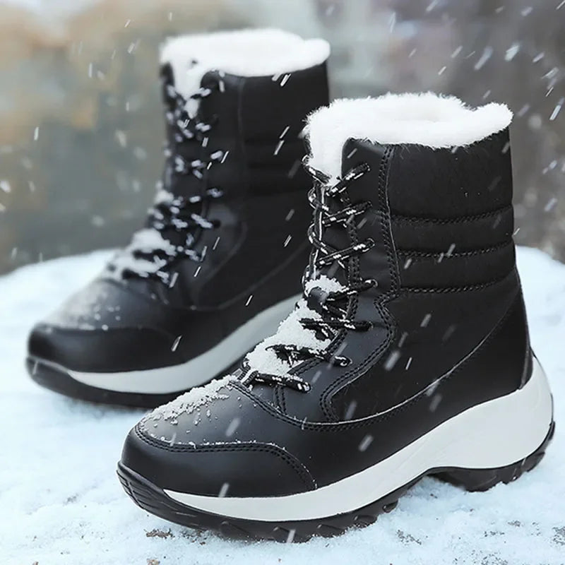 Women's Platform Wedge Snow Boots - Fur Lined Non-Slip Ankle Boots - photo 5