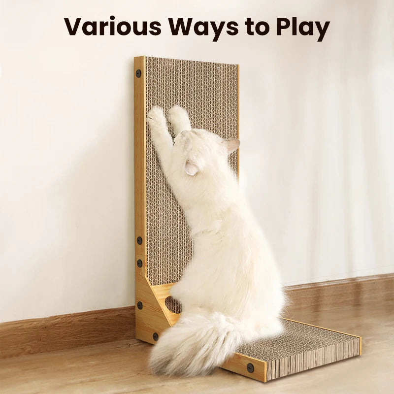 L-Shaped Cat Scratcher Board - Corrugated Claw Grinding Mat – photo 5