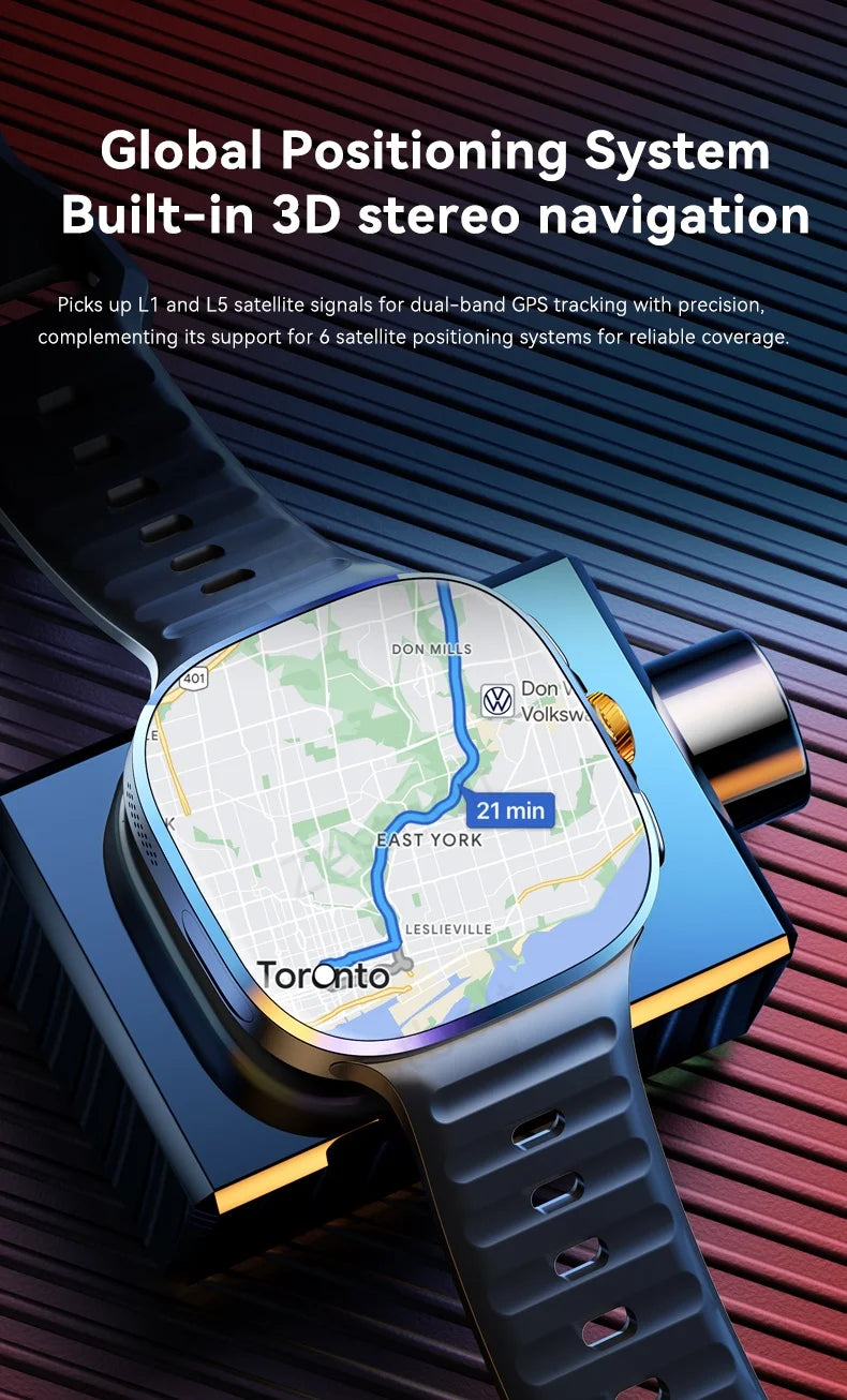 32+1024GB M99 Smartwatch with 2.4 Inch AMOLED Screen 4G/5G SIM Card Slot GPS WiFi 190° Rotating Camera Android 10.0 Gaming Watch