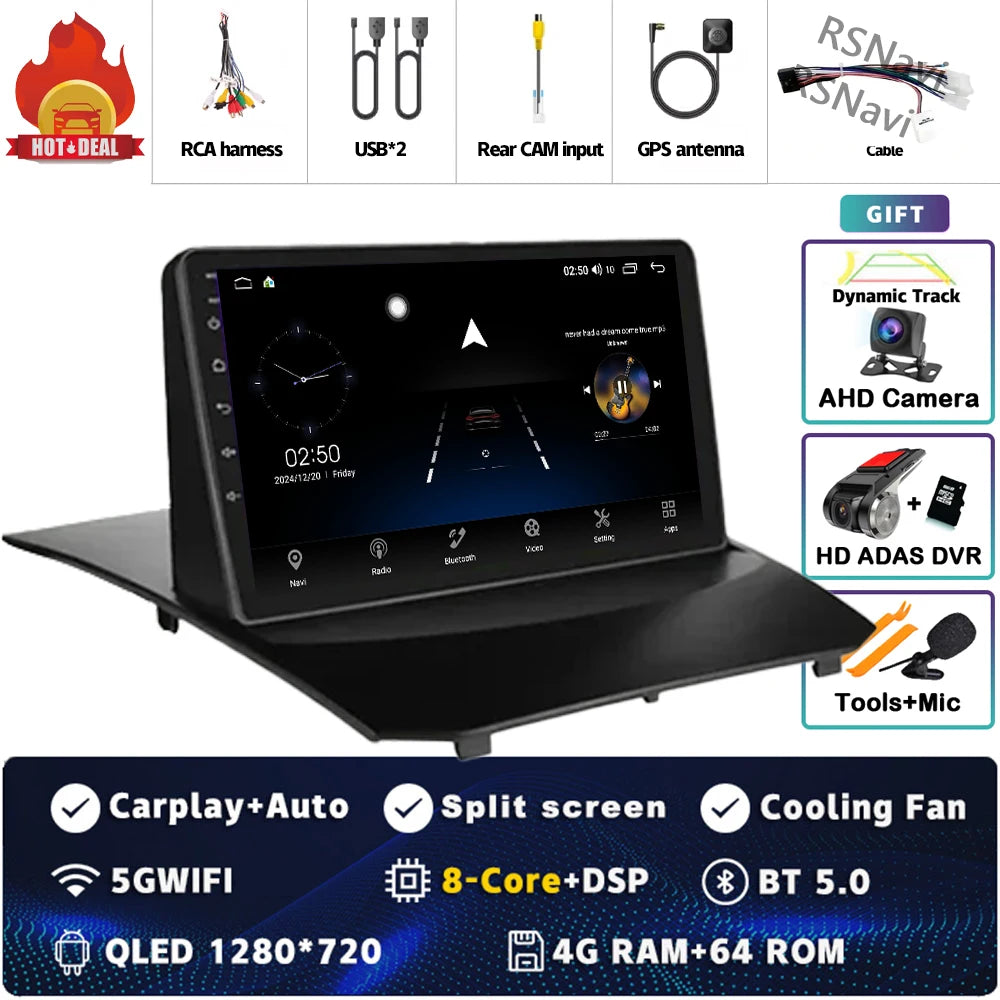 Plug and Play Android 16 Carplay Auto Qualcomm Screen Car Radio Player For Ford Fiesta 2011-2015 GPS DSP Stereo BT Navigation 4G