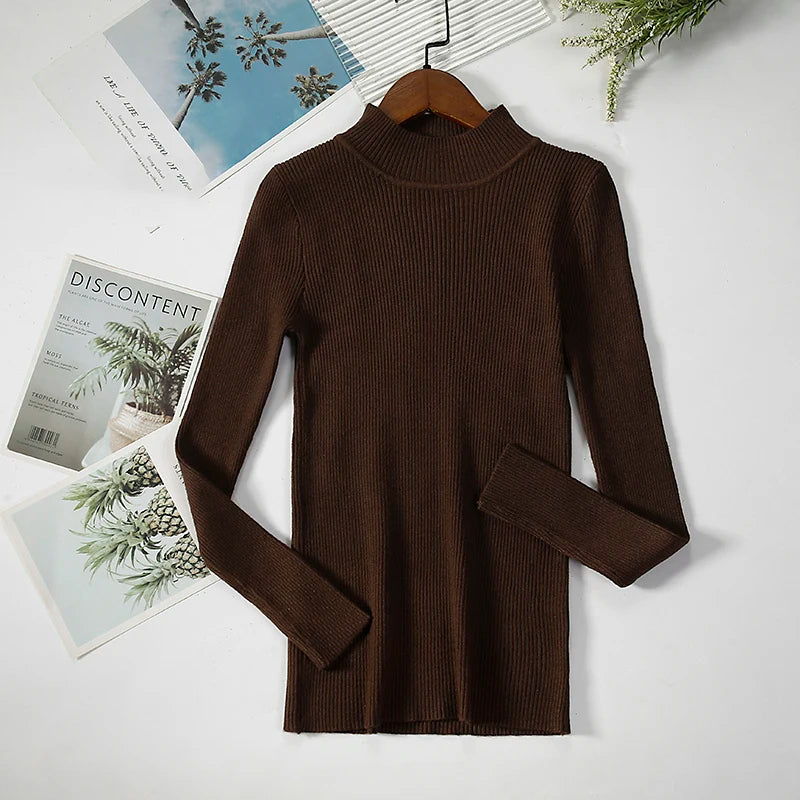 Women's Soft Turtleneck Sweater — Cotton Blend Knit