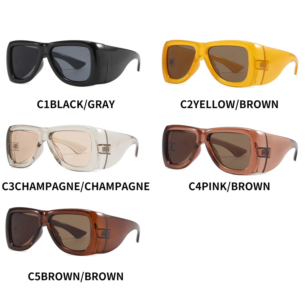 Oversized Square Y2K Sunglasses — Black Punk Shades, Unisex