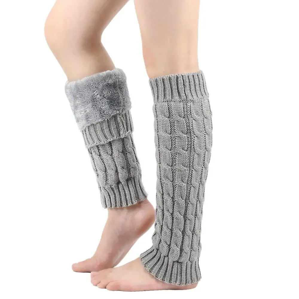 Women's Fleece Lined Knit Leg Warmers - Tall Crochet Boot Covers - photo 7