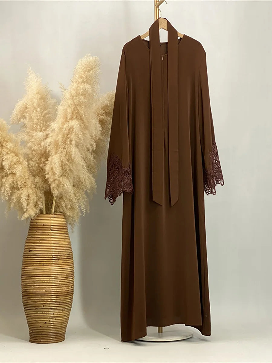 Ramadan Lace Abaya Dubai Luxury Muslim Women Maxi Dress Kebaya Caftan Marocain Femme Modest Robe Islam Clothing Kaftan Vestido