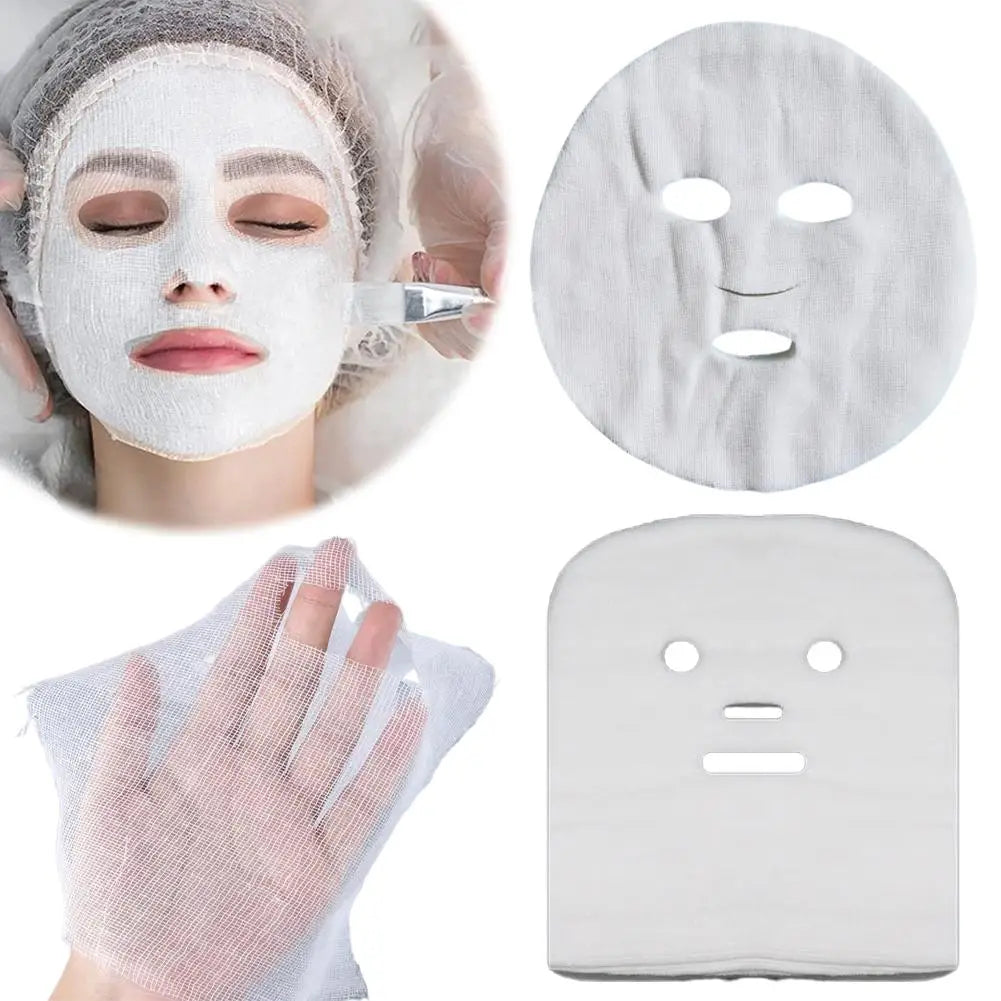50 Pcs Facial Gauze Mask Sheets Pre Cut for Essence Serum Soft Skincare Absorbent Professional Salon Hygienic Beauty Treatment