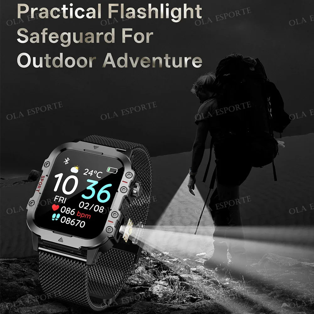 2026 Military Smart Watch – IP68 5ATM, 1.81" AMOLED, Bluetooth Call & Outdoor Fitness Tracker | Men