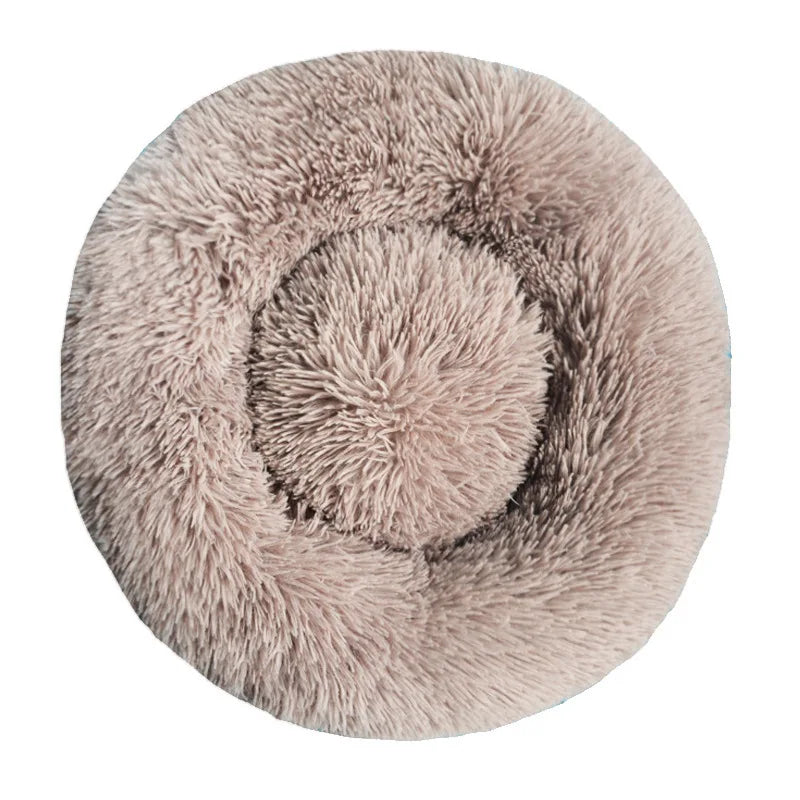Round Plush Dog & Cat Bed — Washable Warm Basket for Small to Large Pets