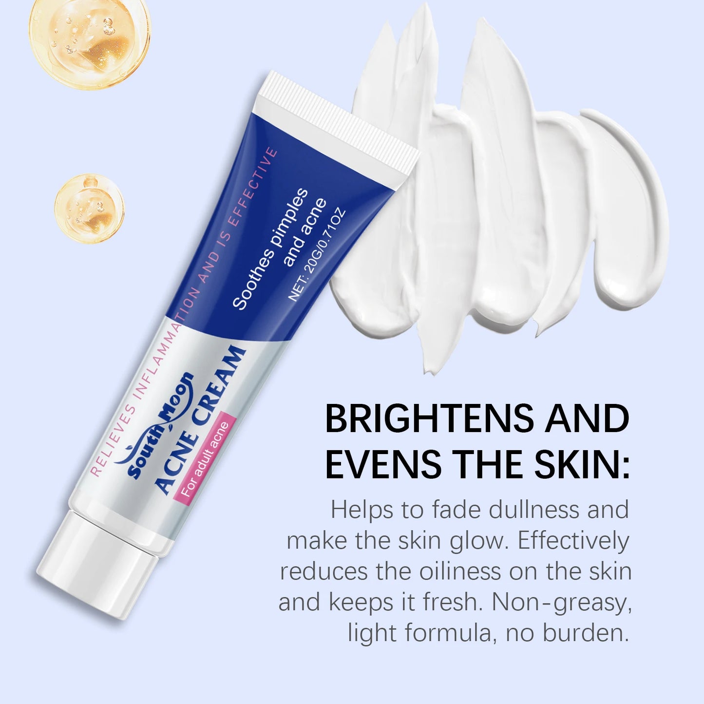 South Moon Anti Acne Cream Oil Control Repair Pimple Spot Remove Acne Mark Cleaning Refreshing Moisturize Skin Pore Shrink Cream