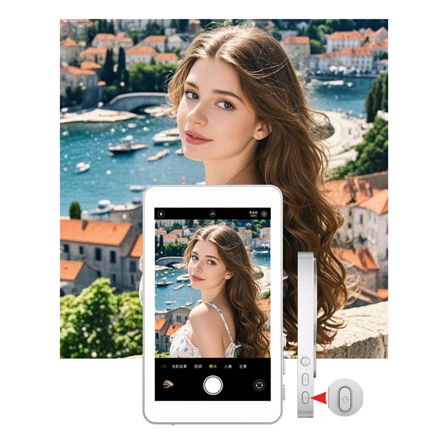 Upgrade Magnetic Wireless Selfie Monitor Screen 4inch For Android Phone Rear Camera Live Streaming Video Recording W/ Zoom Focus