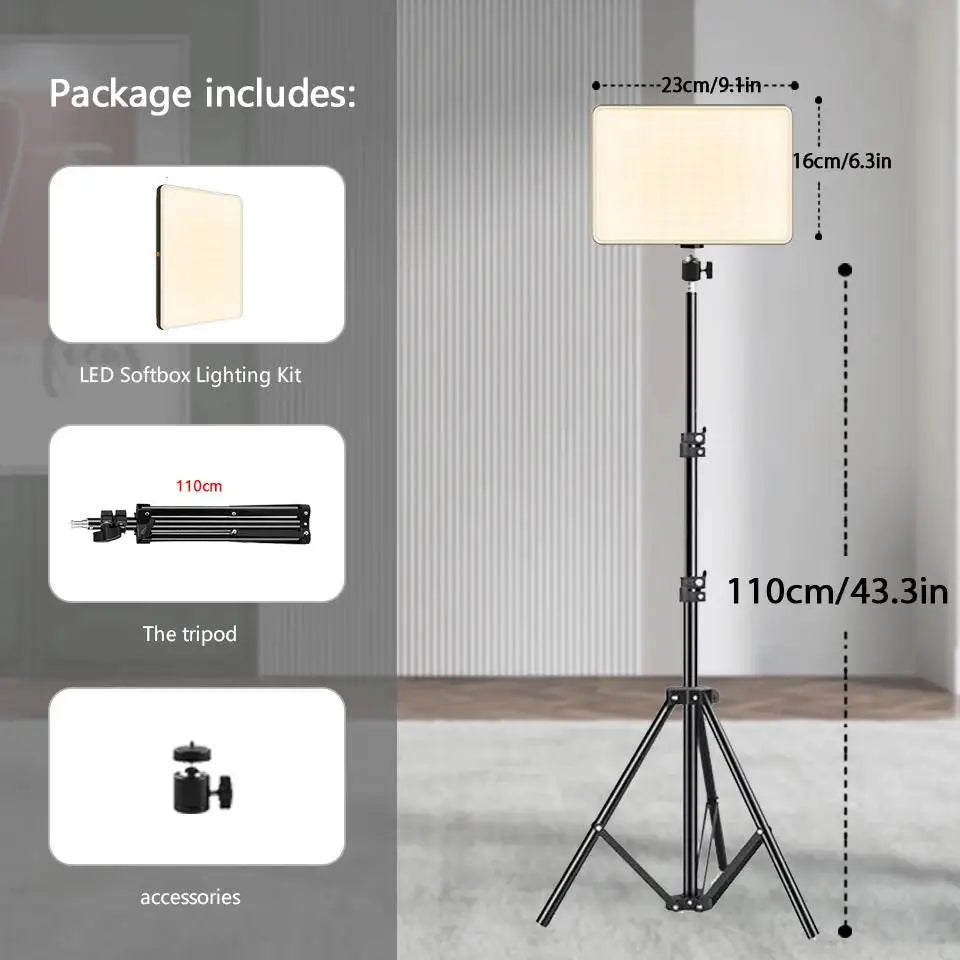 LED Video Light with Tripod Stand – Bi-Color 3200K-5600K Studio Lamp for TikTok, YouTube, Zoom & Photography