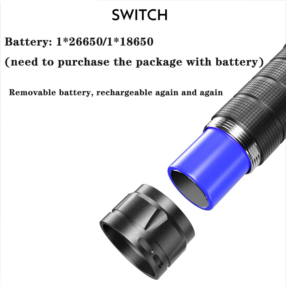 USB Rechargeable 30W High Power LED Flashlight Waterproof 5 Modes Tactical Torch Super Long Shot for Outdoor Camping