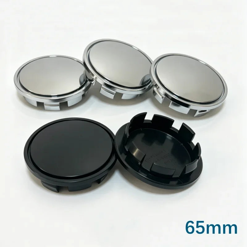 New 4pcs 68mm 65mm 60nmm 56mm 50mm 49mm 48mm Black Chrome Silver Blank Base Rim Cap For Car Modification Universal No Logo Hub C