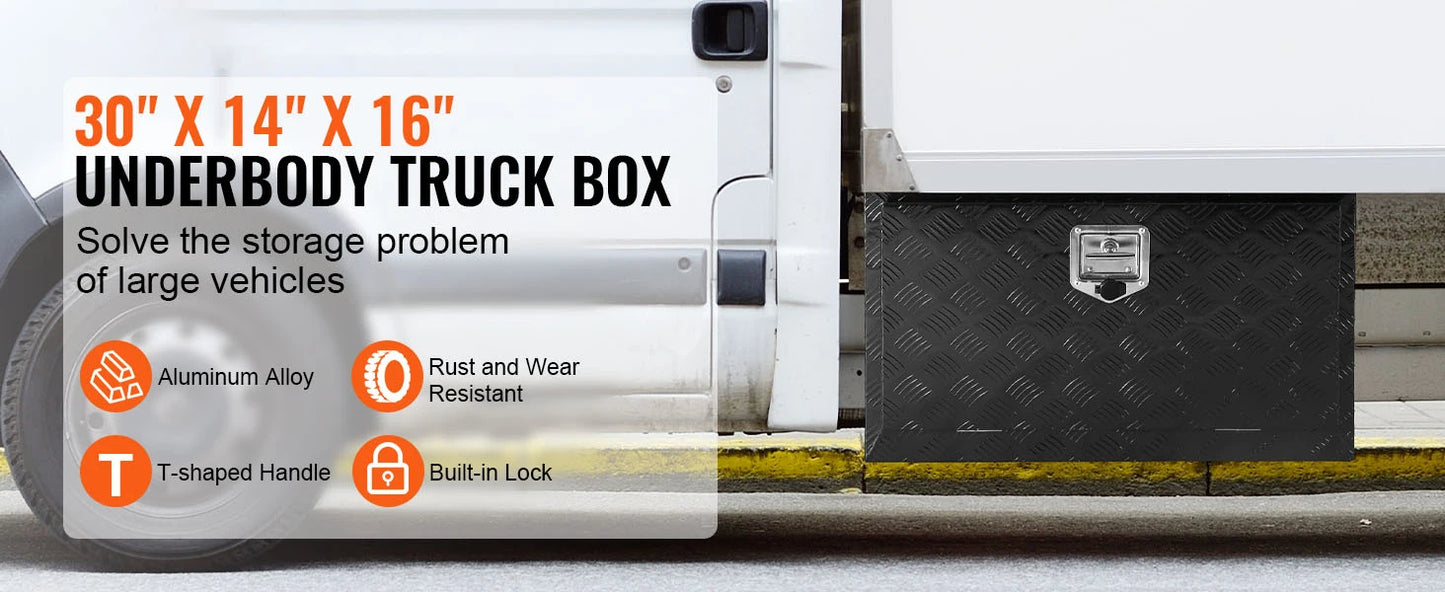 SucceBuy Underbody Truck Box Pickup Storage Box Heavy Duty Diamond Plate Tool Box with Lock&Keys Waterproof Trailer Storage Box