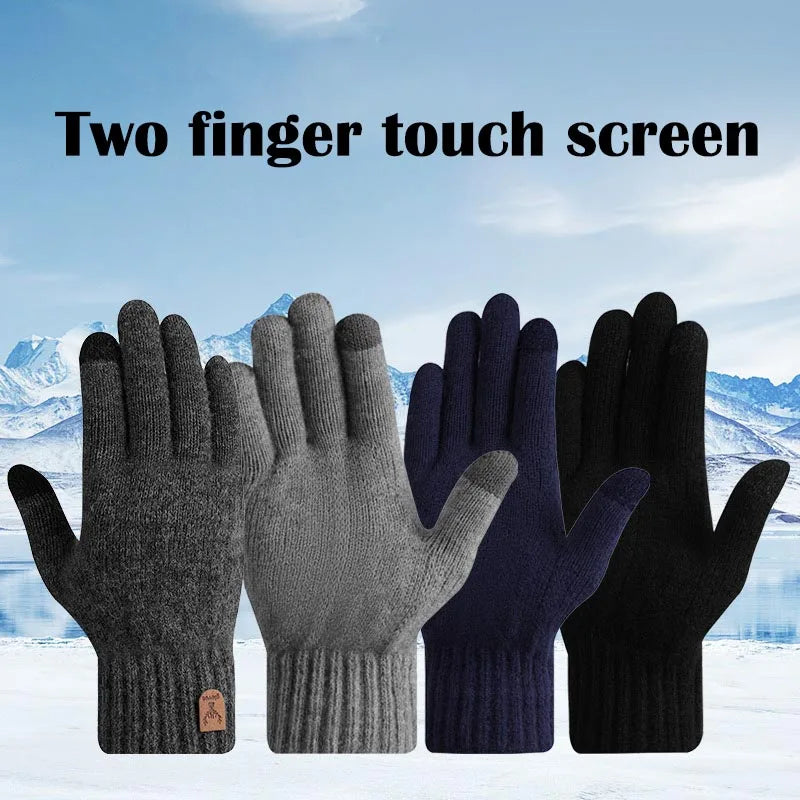 Men's Plush Lined Knit Gloves - Thick Winter Gloves - photo 4