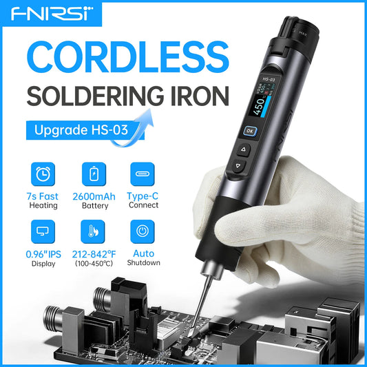 FNIRSI HS-03 Cordelss Soldering Iron Type-C Wireless Soldering Iron Kit 18650 Battery Rechargeable Portable Welding Repair Tools