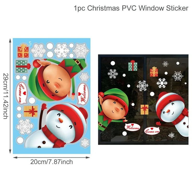 Christmas Wall Window Stickers Marry Christmas Decoration For Home 2026 Christmas Ornaments Xmas Navidad Gift New Year 2026