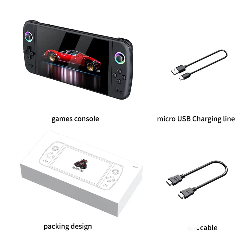M27 Portable Pocket Retro Handheld Video Game Console 1024*600 Display 7.0 Inch Screen Gaming ﻿Support LINUX Emelec 64G/128G