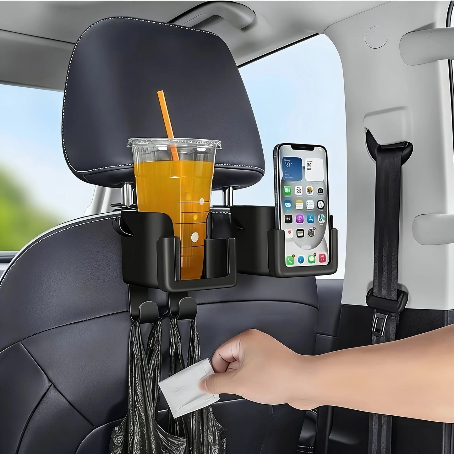 2pcs Multi-functional Car Seat Back Storage Rack - Cup/Phone Holder & Hook Fits Most Models Car Organizer | 24-hour Shipping