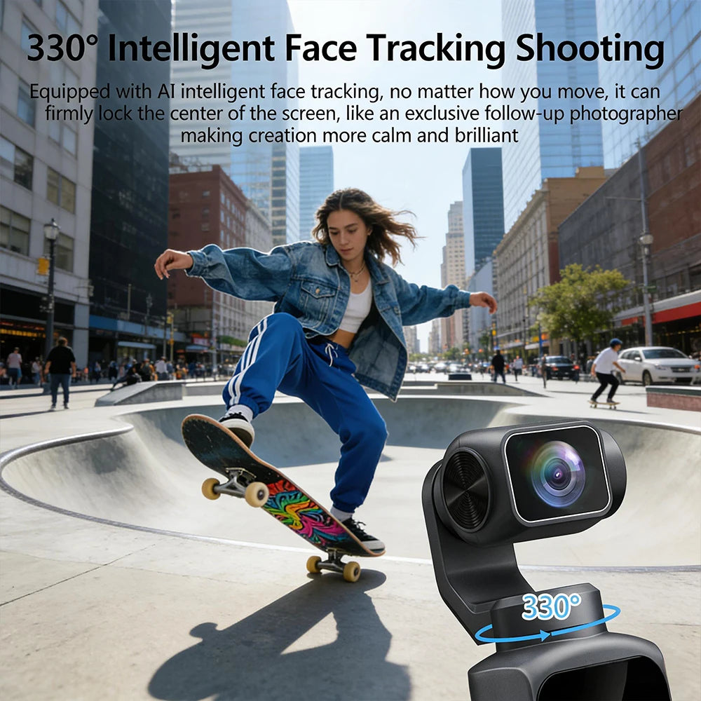 4K Handheld Gimbal Camera — 75MP AI Tracking Touchscreen Vlog Cam
