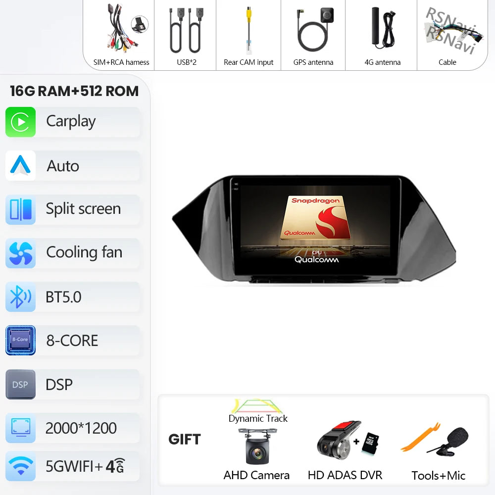 Android 16 Car Radio Multimedia Player For Hyundai Sonata DN8 2019 2020 Carplay Auto WIFI+4G BT Autoradio Stereo DSP Snapdragon