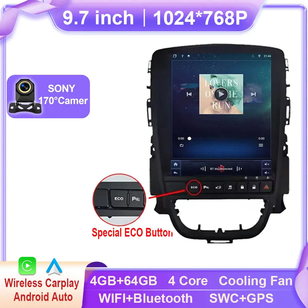 Android Car Stereo for Opel Astra J, Vauxhall, Holden, Cascada (2009–2015) — CarPlay, Android Auto, GPS, WiFi