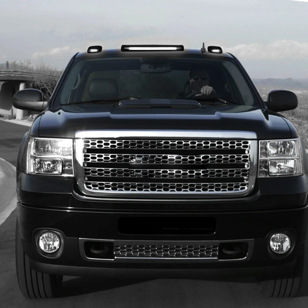 3PCS Smoke Cab Roof Running Amber Side Clearance Dome LED Lights For Chevy Silverado G/M C Sierra 07-13 Auto Warning Drving Lamp
