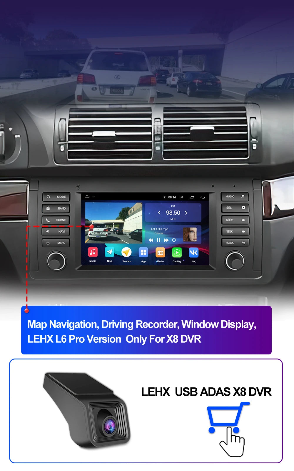 LEHX L6 2din Android14 Auto Carplay Car Radio Multimedia Stereo For BMW E53 5 Series E39 M5 1995-2003 Stereo autoradio gps 2 din
