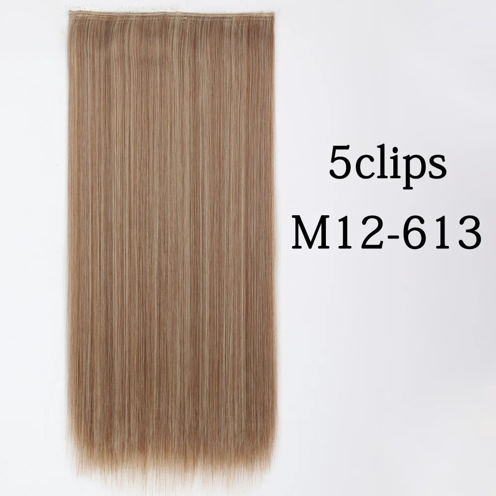 Synthetic 5 Clip In Hair Extensions Long Curly Hairstyle Hairpiece Natural Brown Black 80cm Heat Resistant  Fake Hair For Women