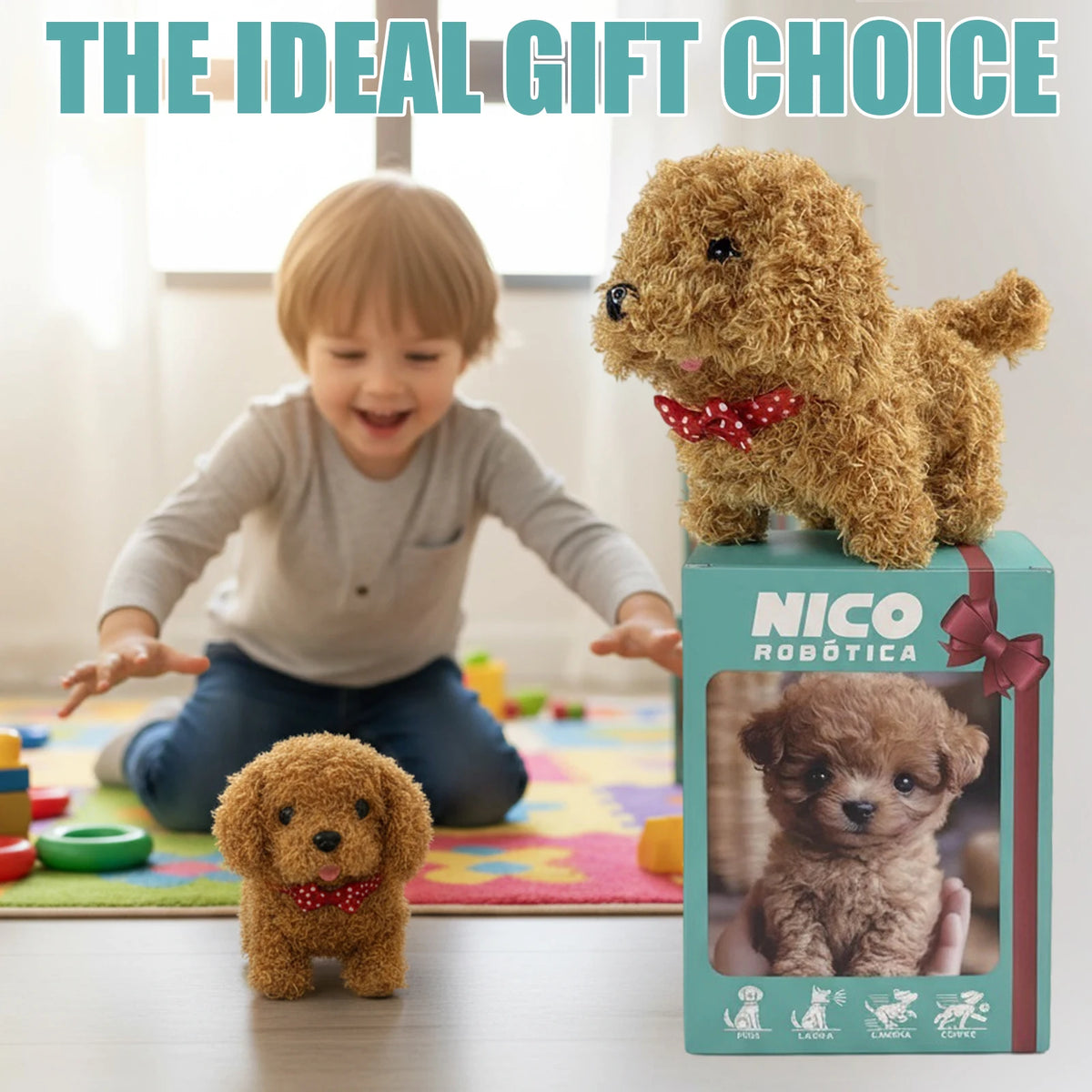 Electronic Robot Dog Interactive Plush Puppy Toy Realistic Puppy Cute Walking Stuffed Animal Dog Barking Tail Wagging for Gifts