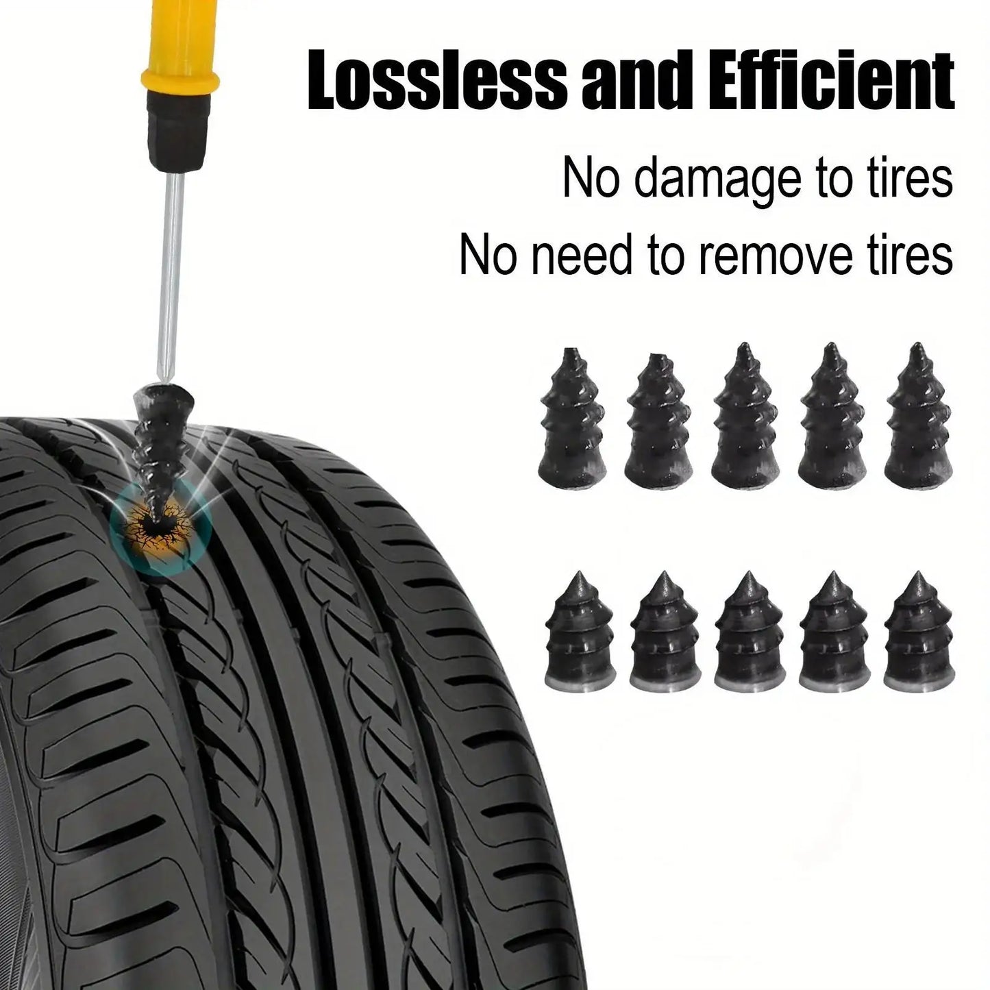 Emergency Tire Repair Kit - Heavy-Duty Glue & Rubber Strips for Flat Puncture Fix on Cars/Trucks/RVs, On-the-Go Safety Solution