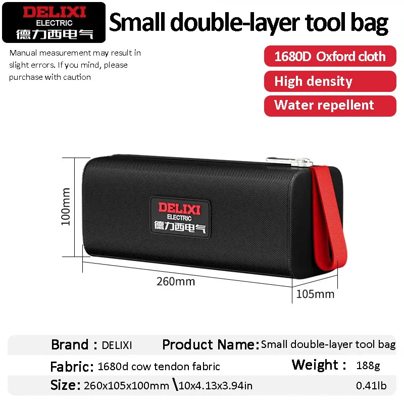 DELIXI ELECTRIC Tool Bag Oxford Cloth Portable Storage Bag, Professional Electrician and Carpenter Repair, Home Storage, HandBag