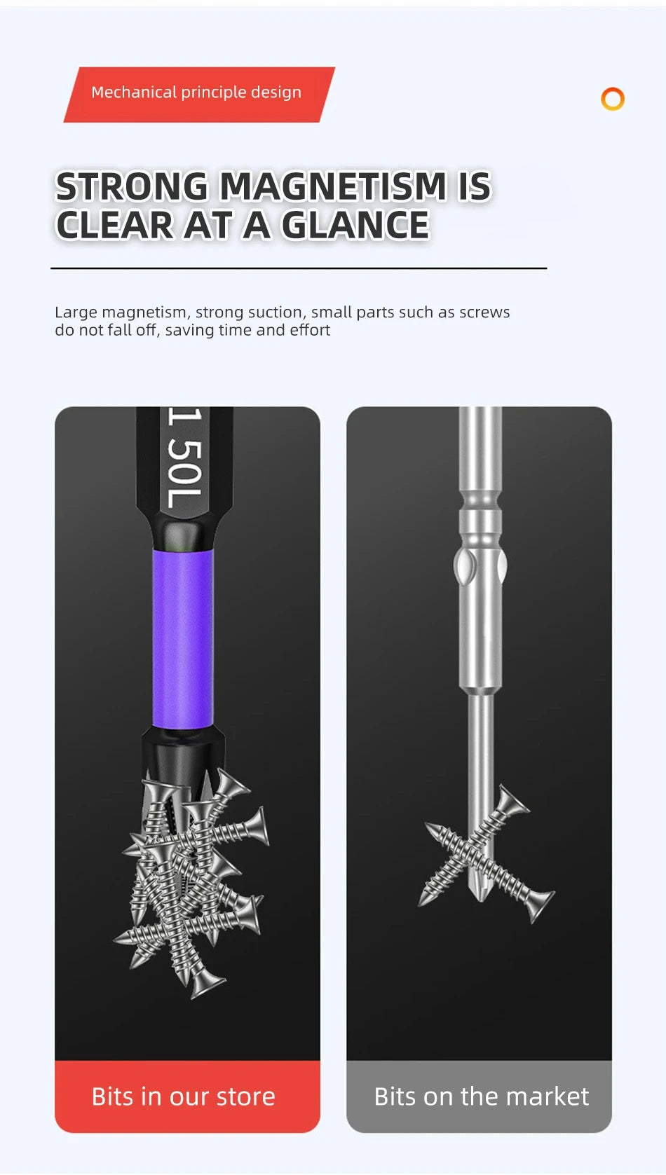 6PC Upgraded High Hardness And Strong Magnetic Bit 25/65/70/90/150mm Non-slip Cross High Hardness Electric Hand Drill Screw Set