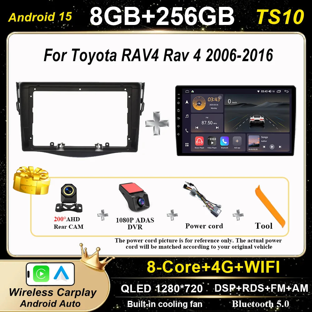 Android Auto Car Radio For Toyota RAV4 Rav 4 2006-2016 Navigation Player Multimedia Carplay Touch Screen 2Din Stereo Head Unit