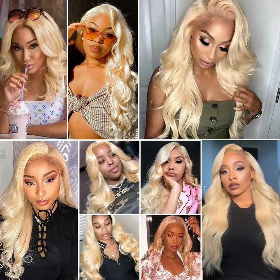 Colored Blonde 613 Human Hair Bundles 30 Inch Honey Blonde Body Wave Bundles 100% Unprocessed Raw Human Hair Extensions Bundles