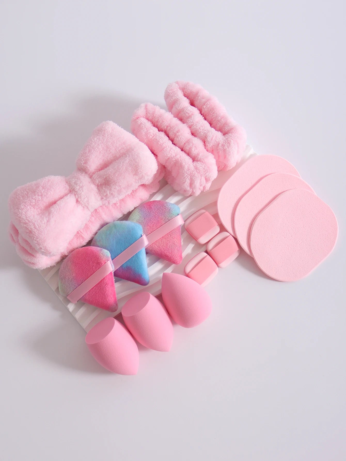 15Pcs Cosmetic Puff Makeup Sponge Blender Beauty Egg Foundation Sponges Puff Wash Face Headband Wristband Make up Accessories