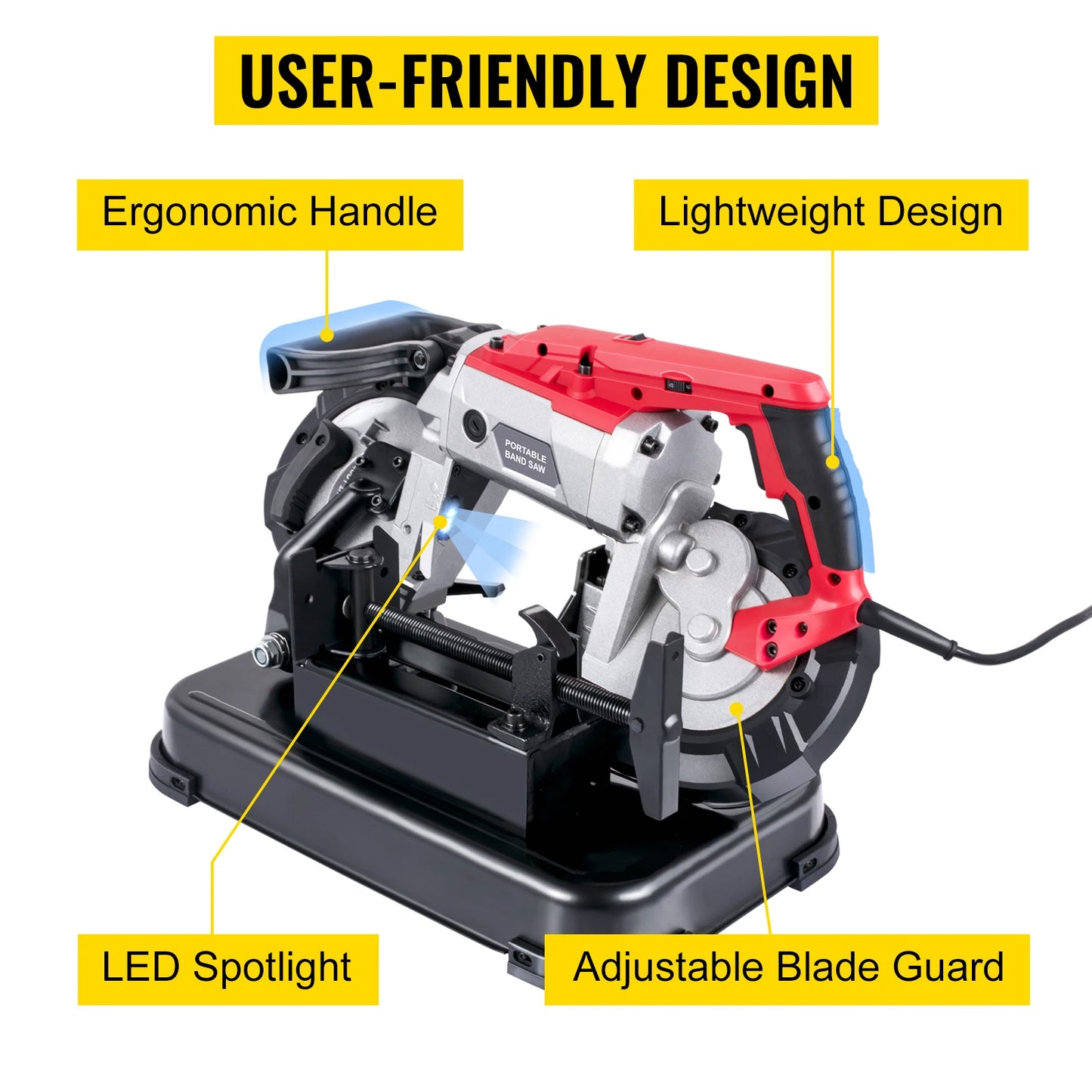 SucceBuy Portable Band Saw — 5" Cordless Variable-Speed Deep-Cut Bandsaw