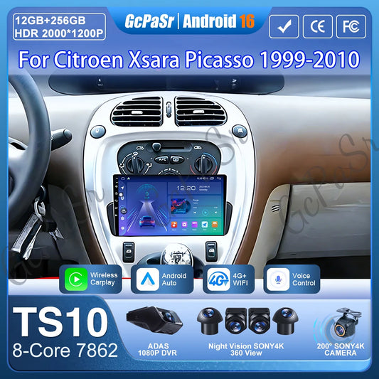 Car Stereo with Apple CarPlay & Android Auto, Compatible with Citroen Xsara Picasso