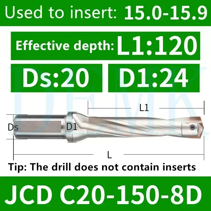 JCD Crown U-Drill Rod 10-25mm, Internal Cooling Indexable Drill