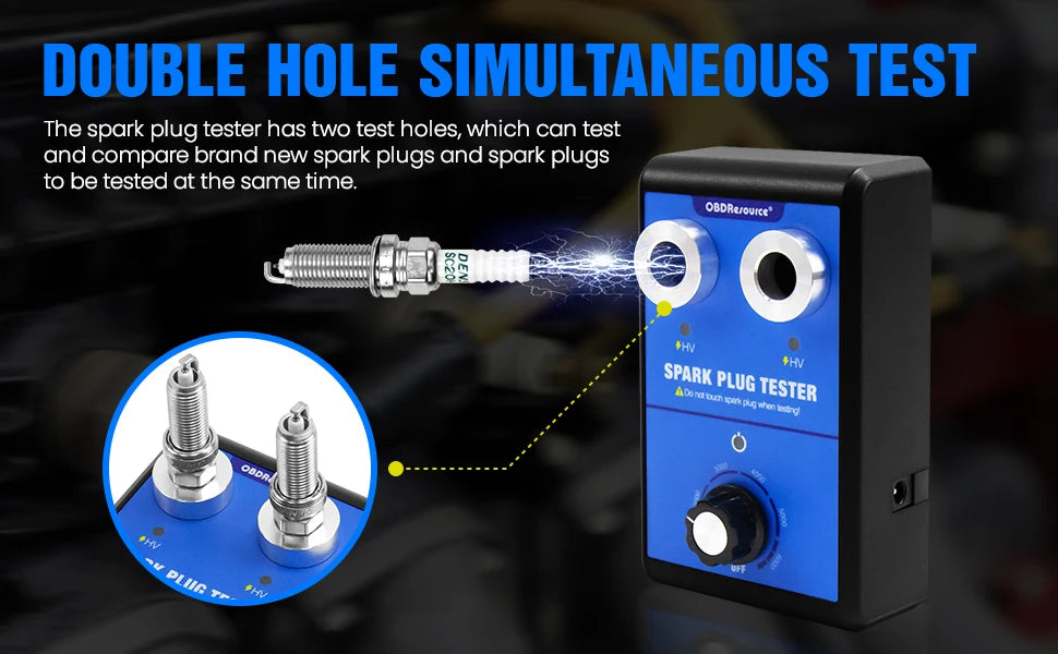 Car Spark Plug Tester Double hole Diagnostic Tool Car 12V Spark Tester 0-6000rpm Auto Engine Ignition Coil  Detector Tools
