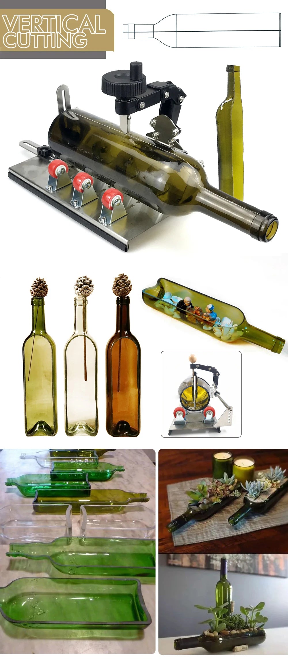 Glass Bottle Cutter Kit, DIY Round & Square Bottle Cutting Tool