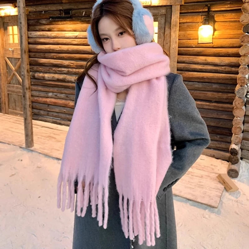 Women's Pastel Tassel Blanket Scarf - Cashmere-Feel Winter Wrap - photo 3