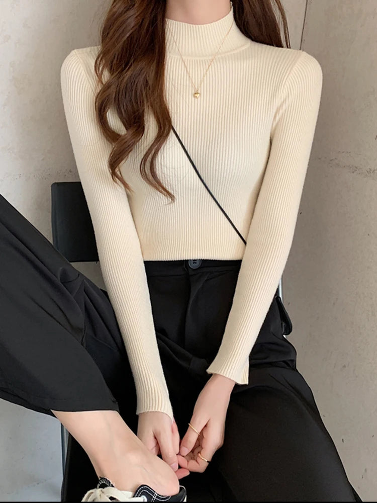 Women's vintage mock neck sweater, slim knit — view 6 of 17