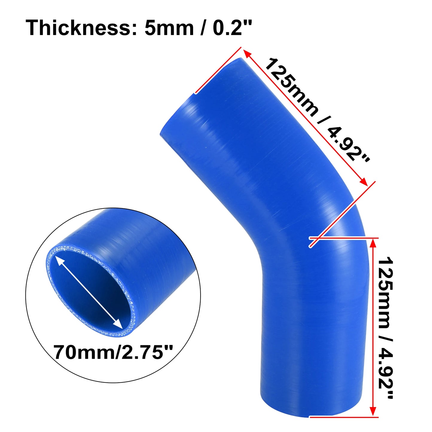 UXCELL 51mm 57mm 63mm 76mm ID 45 Degree Silicone Car Reducer Hose Coupler Intercooler Tube Pipe 3 Colors 125mm Length