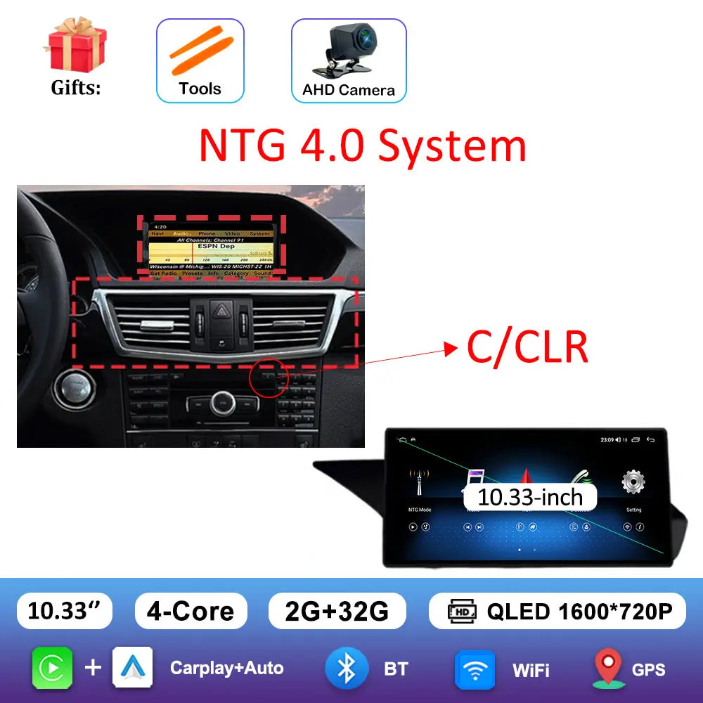 Android Car Stereo for Mercedes-Benz E-Class W212 (2009–2016) — CarPlay, QLED Screen, 4G, GPS