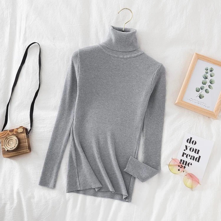 Women's Soft Turtleneck Sweater — Cotton Blend Knit