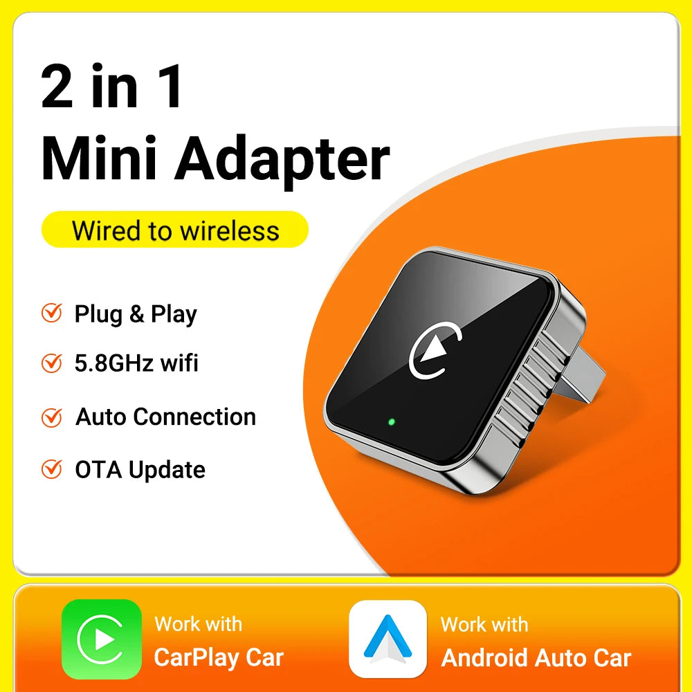 2-in-1 Wireless CarPlay & Android Auto Smart Box (5GHz)