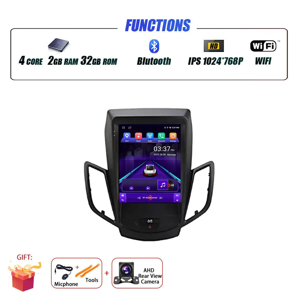 Android 16 Carplay For Ford Fiesta MK7 2009-2016 Car Radio Multimedia Stereo Player WiFi GPS Navigation NO DVD
