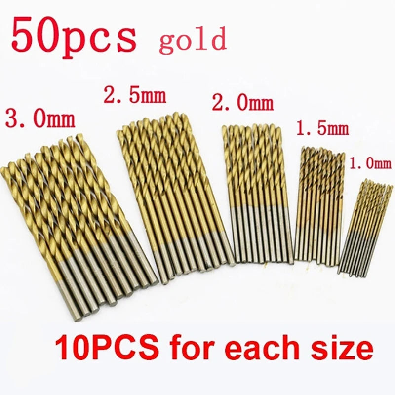 100 Pc Titanium Coated HSS Drill Bit Set