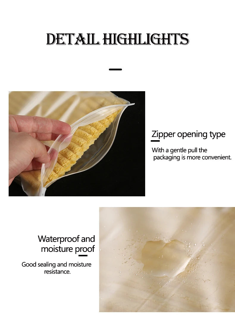 10PCS Transparent Scrub Clothes Zipper Bag PE Portable Storage Organizer Bag  Ziplock Bag Waterproof Packaging Bag