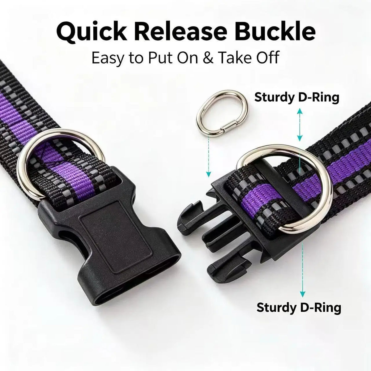 Heavy-Duty Reflective Collar with Double D-Ring – photo 2